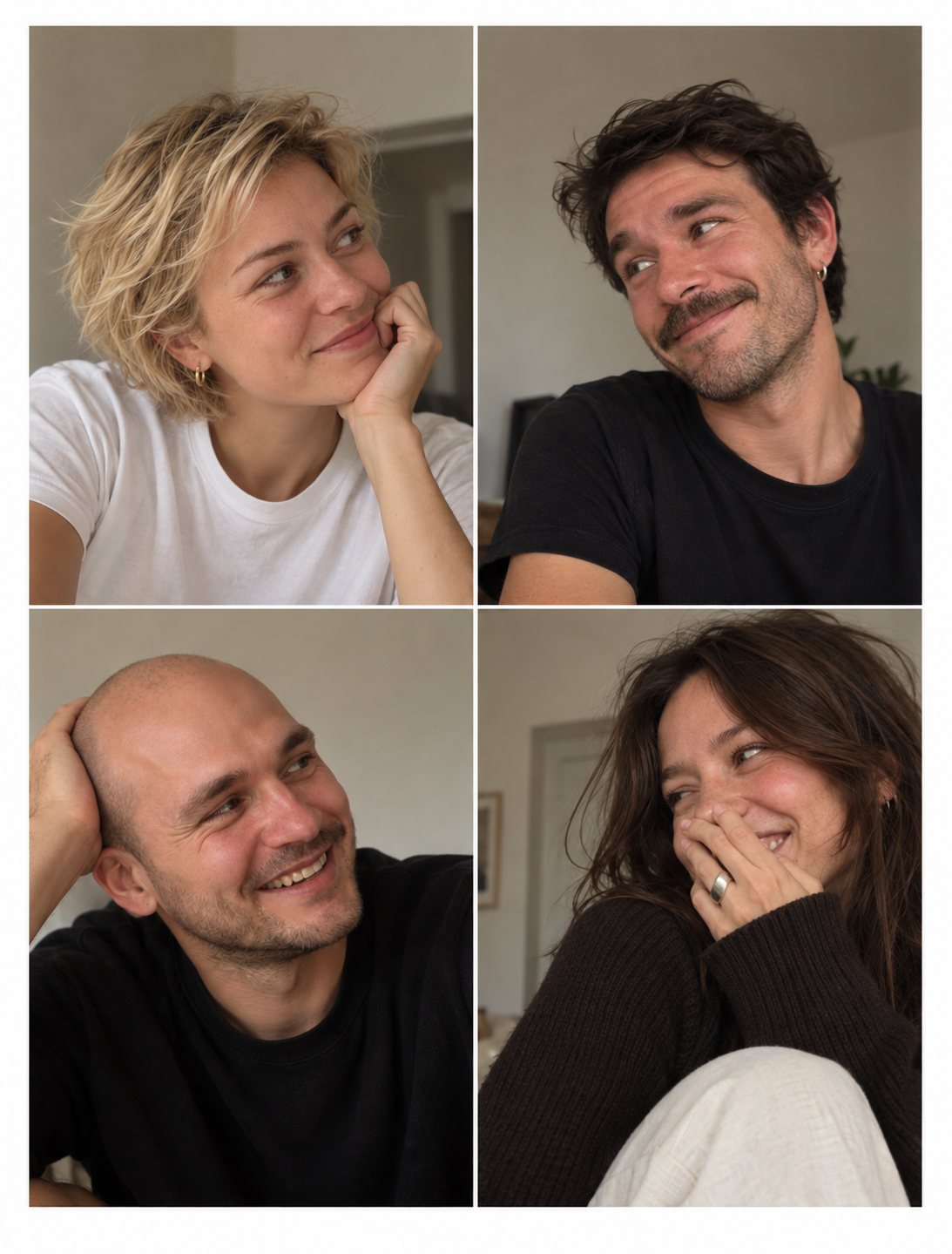 A photo booth strip: four frames with friends