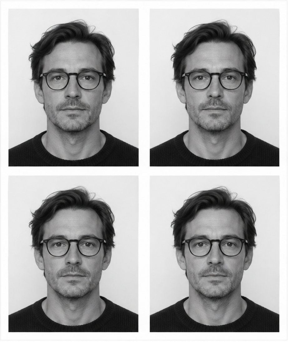 A sheet of ID photos